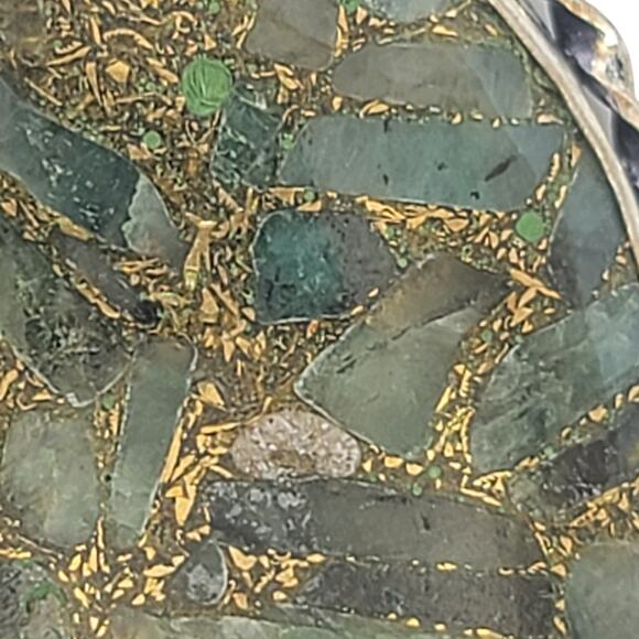 Emerald Mosaic Pendant in Sterling Silver – Handmade Green Stone Necklace - Picture 3 of 10